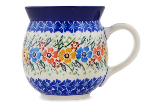 Ceramika Artystyczna Polish Pottery, Unikat Spring Blooms, Bubble Mug 16oz