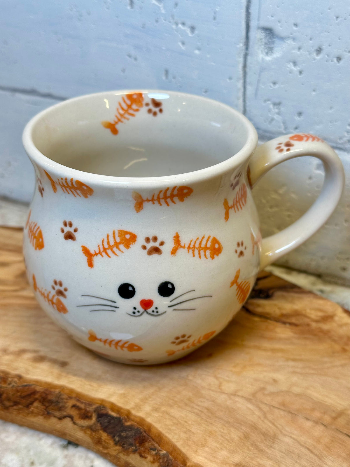 Moja Faktoria, Orange Kitty Face/Fish Scales Medium Bubble Mug