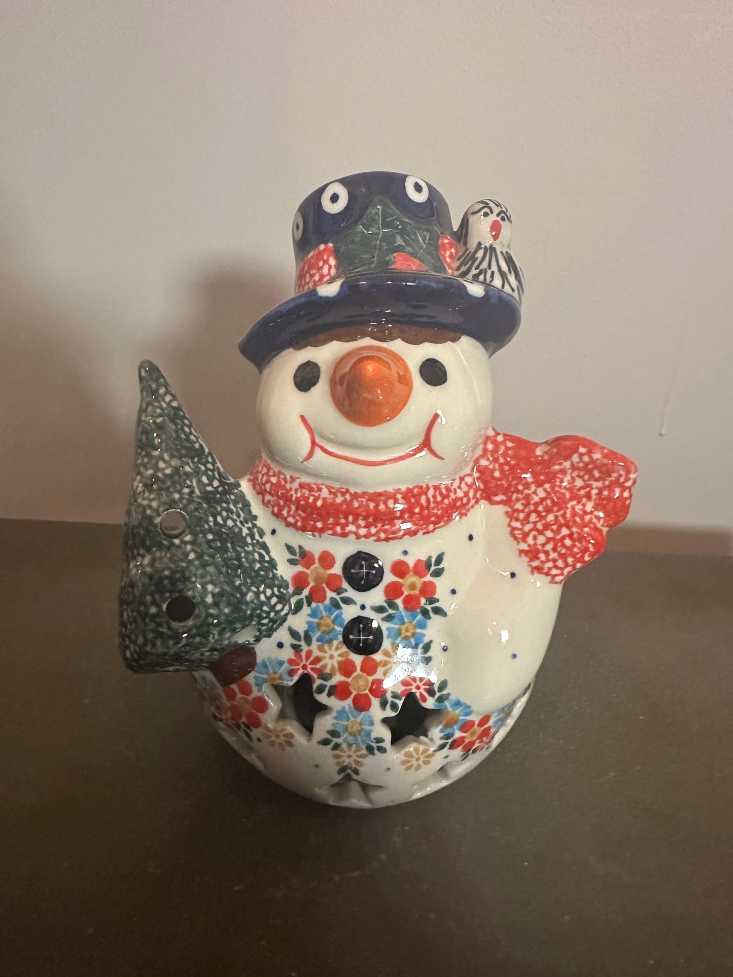 Andy Bold Floral, Snowman Holding Tree, Bird on Hat, Luminary