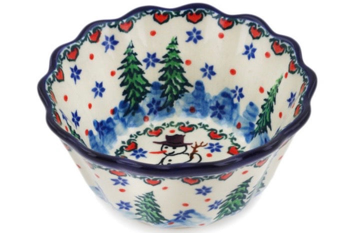 Ceramika Artystyczna, U4661 Dancing Snowman, Fluted Bowl