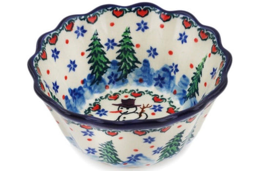 Ceramika Artystyczna, U4661 Dancing Snowman, Fluted Bowl