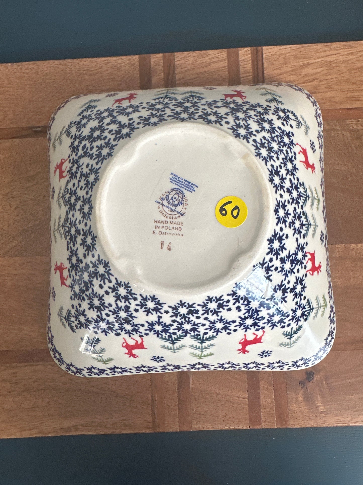 Preowned- Manufaktura Polish Pottery, Square Serving Bowl