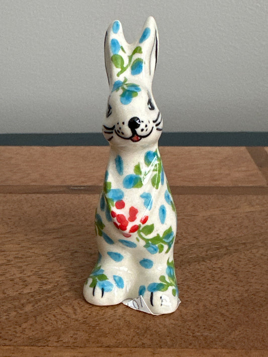 Kalich Polish Pottery, Art Level, Mini Stand Up, 3", Rabbit/Bunny Figurine, Pattern A