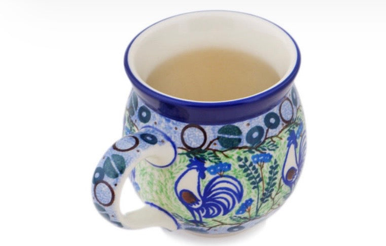 Ceramika Artystyczna, Unikat U2707, Blue Rooster, Bubble Mug
