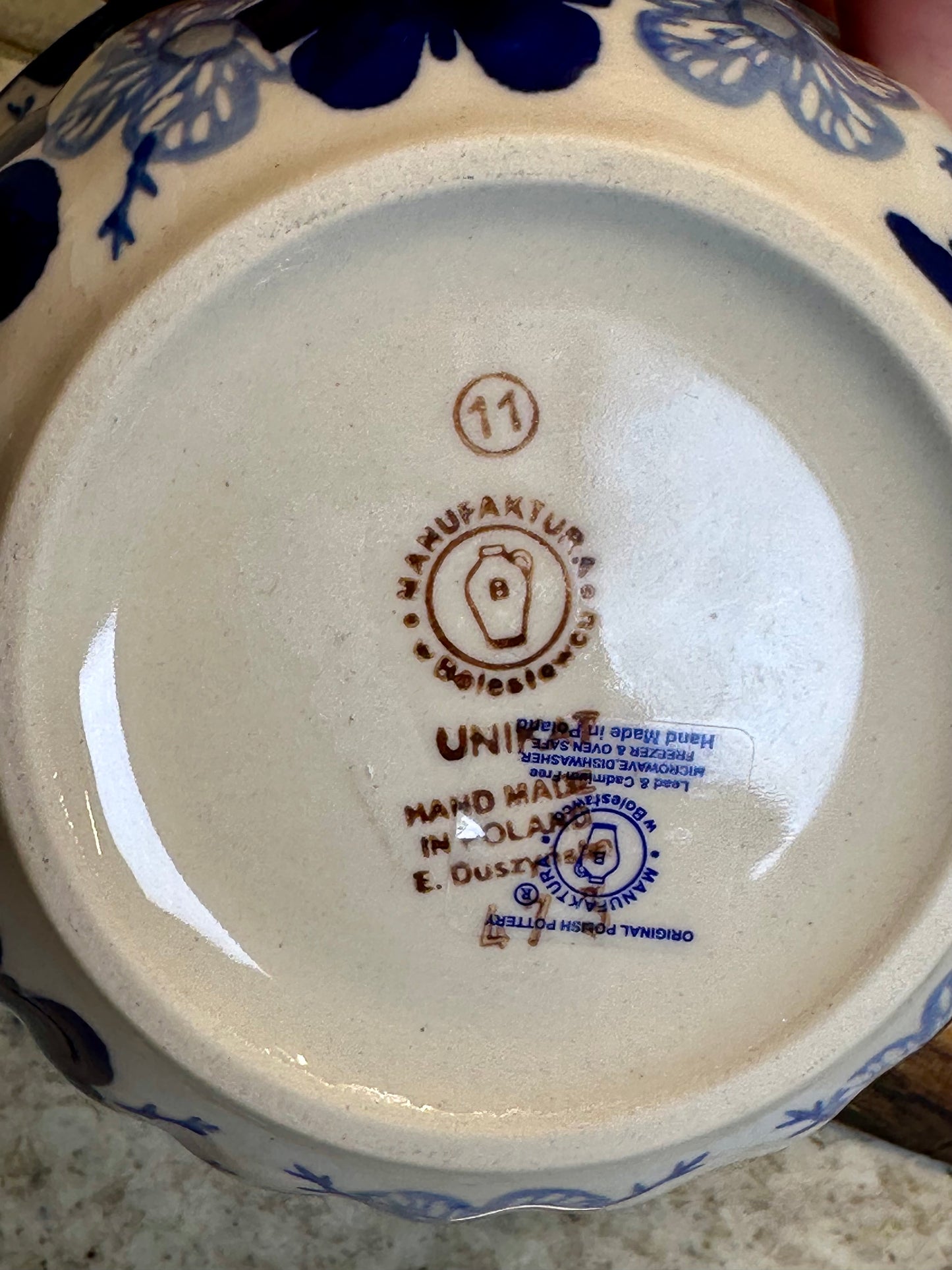 Manufaktura, Blue Butterfly, Scalloped Bowl 5.5"