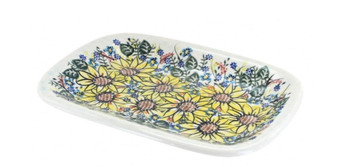 Vena Sunflower Maze Small Rectangular Serving Tray