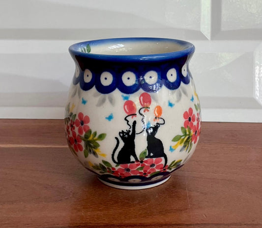 Kalich Polish Pottery, Cat With Balloons Bubble Mug
