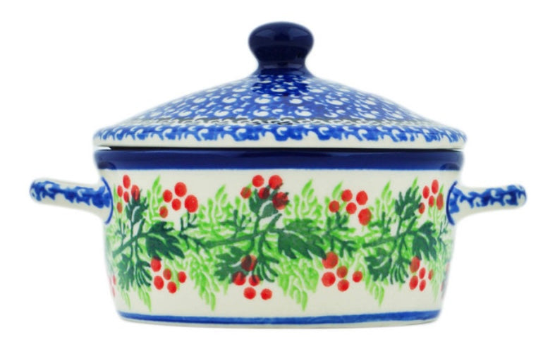 Ceramika Artystyczna Polish Pottery, Blooming Rowan, Jar with Lid and Handles