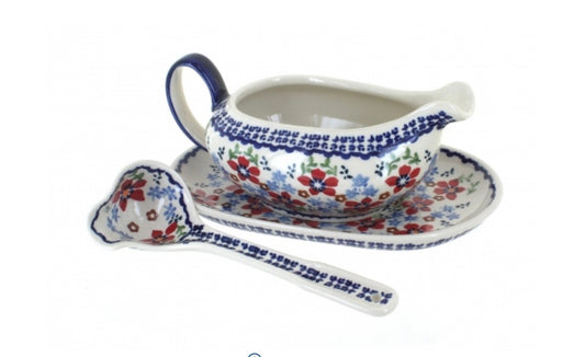 Manufaktura Red Poppy Gravy Boat & Ladle