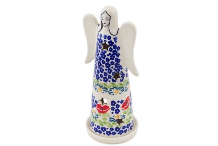 Manufaktura, Unikat, Wild Poppies, Angel Luminary Figurine 8"