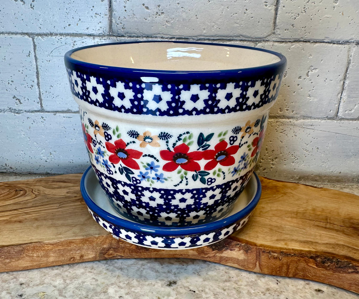 Manufaktura, Polonaise, Medium Flower Pot with Drainage Hole and Tray
