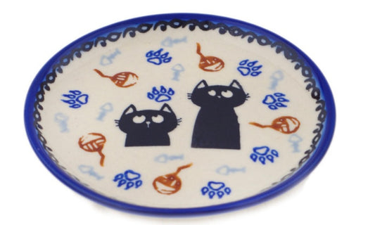 Ceramika Bona Polish Pottery, Daydreaming Kittens, Small Plate/Coaster