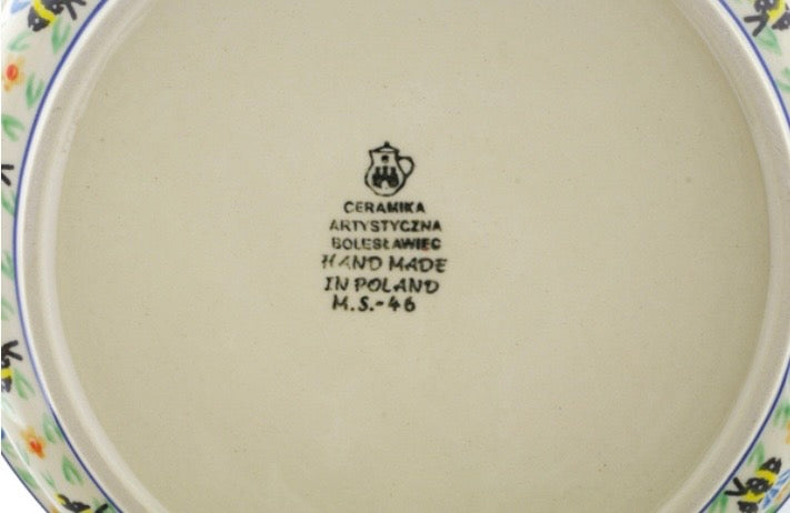 Ceramika Artystyczna, Honey Bee, Medium Round Baker with Handles