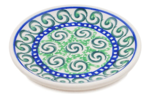 Ceramika Artystyczna Polish Pottery, Green Galaxy, Mini Plate/Coaster