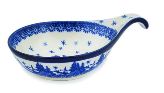 Ceramika Artystyczna Polish Pottery, Blue Winter, Condiment Dish/Spoon Rest