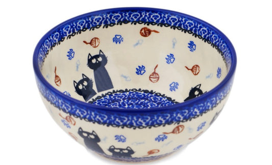 Ceramika Bona Polish Pottery, Daydreaming Kittens, Bowl, 6.25"