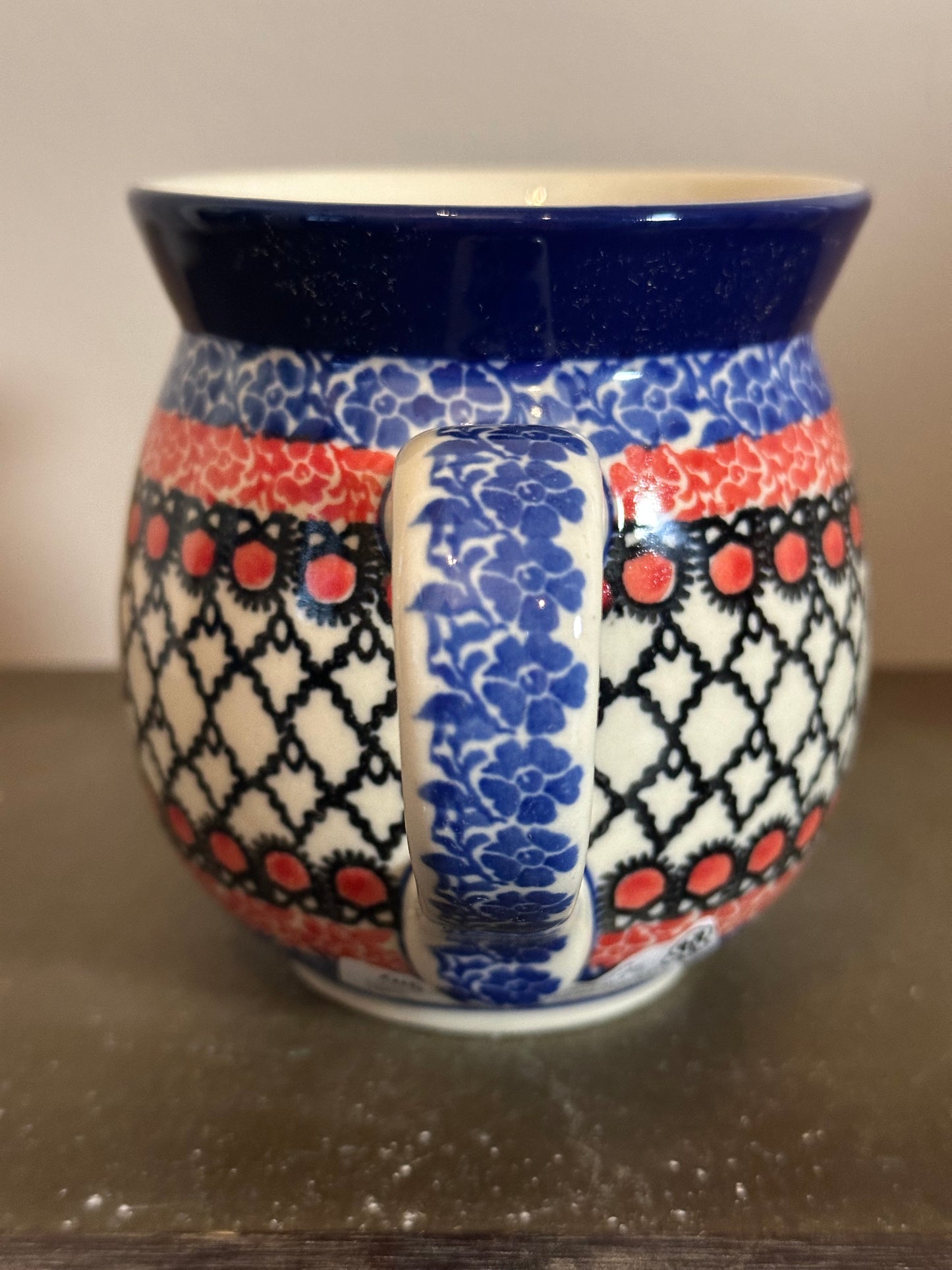 Ceramika Artystyczna, Unikat U8678A, Crimson Circles, Bubble Mug