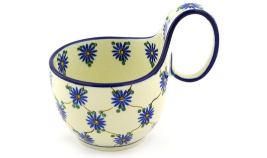 Ceramika Artystyczna Polish Pottery, Aster Trellis, Loop Soup Mug/Bowl 16oz
