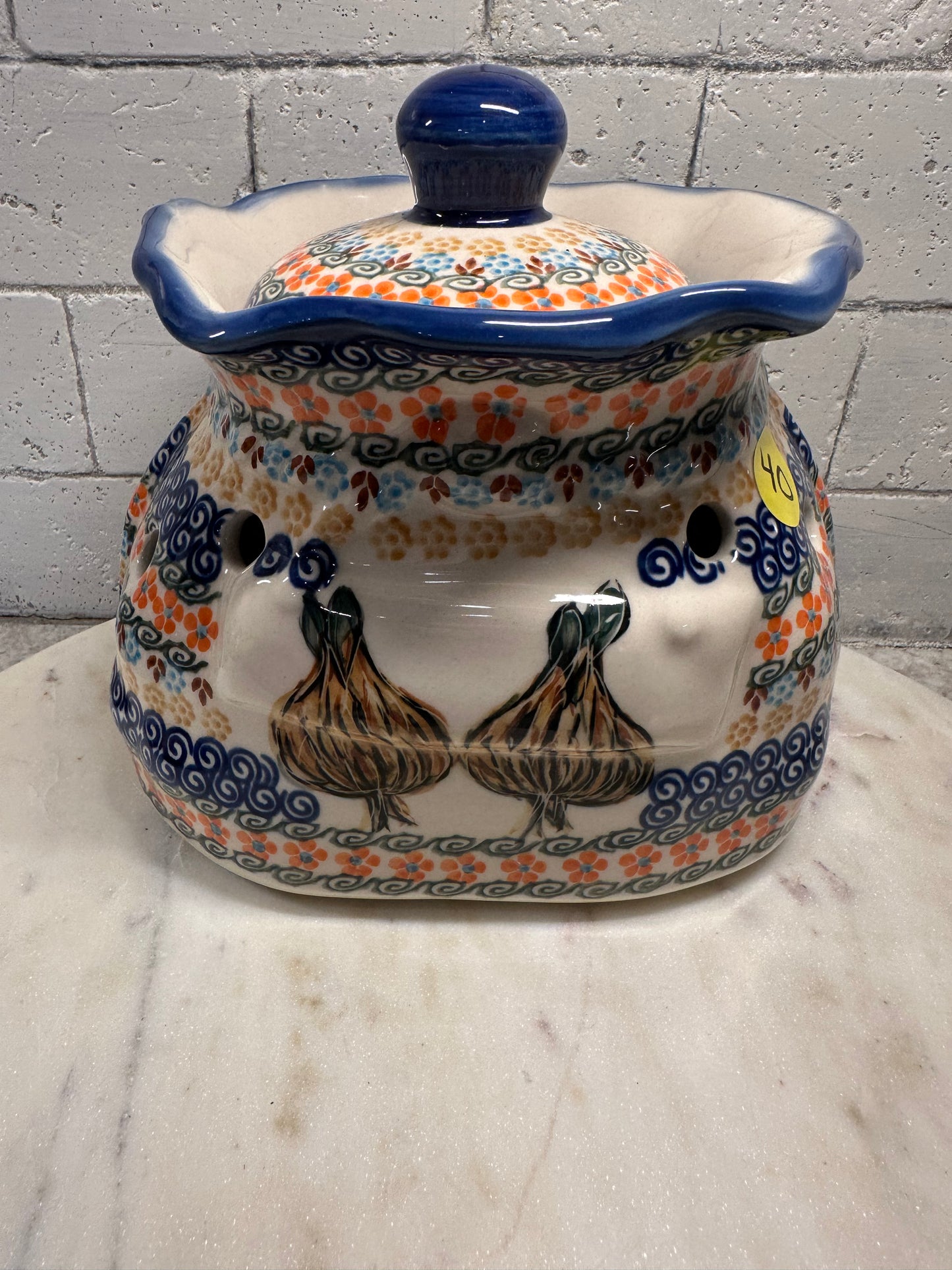 Andy Polish Pottery, Unikat, Garlic/Potato/Onion Covered Jar, Preowned