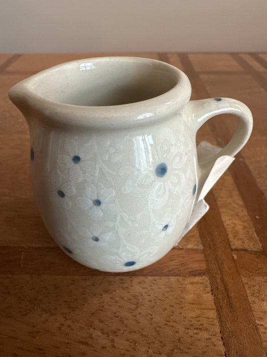 Ceramika Artystyczna Polish Pottery White Floral Small Pitcher
