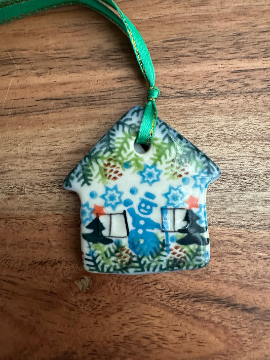 Galia Polish Pottery, Snowman House Ornament