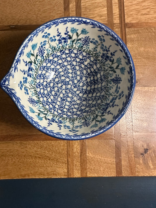 Ceramika Artystyczna Polish Pottery Blue Poppy Spouted Bowl