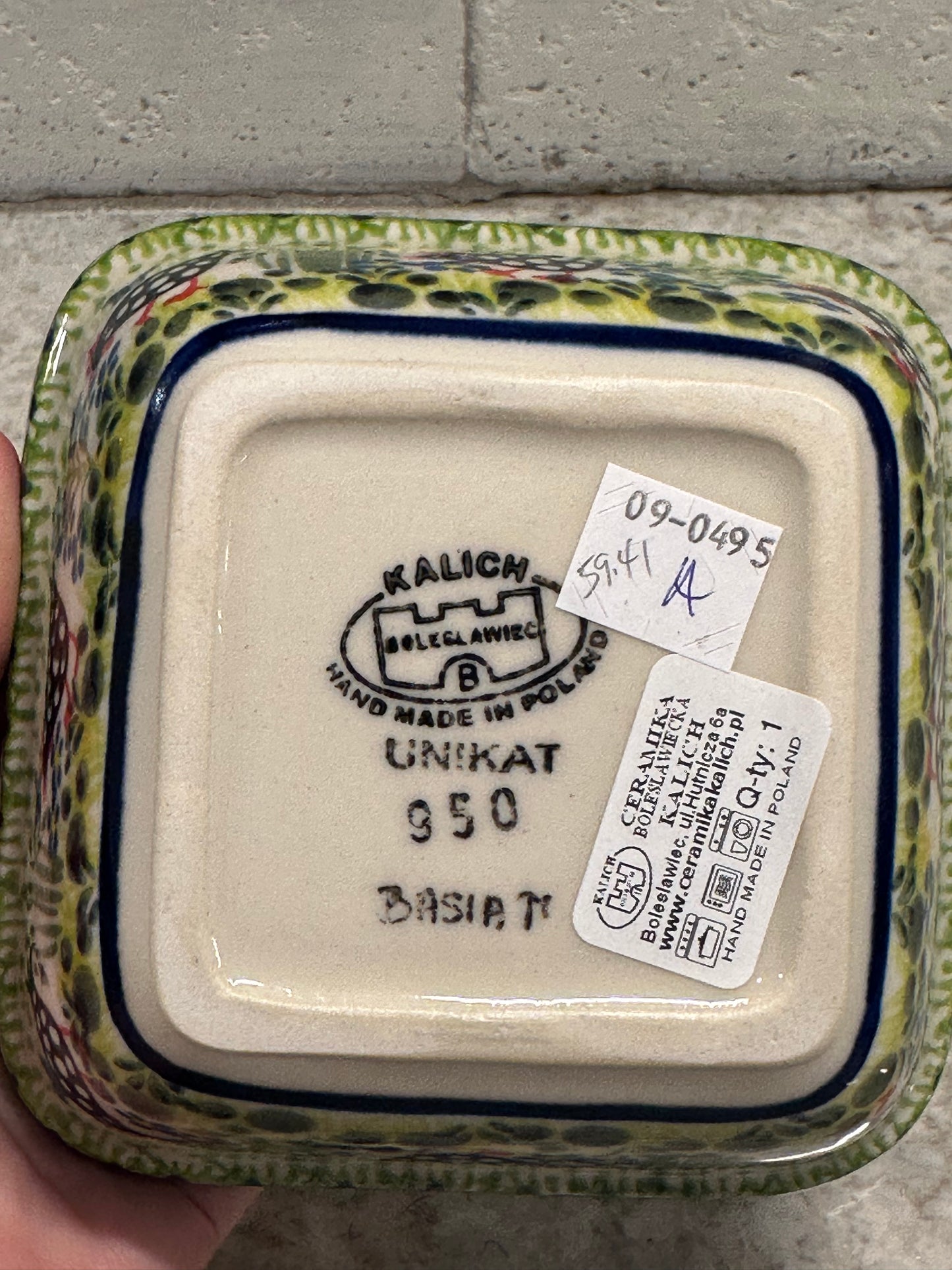 Kalich, Art Level A, Black Polka Chicken, Square Bowl