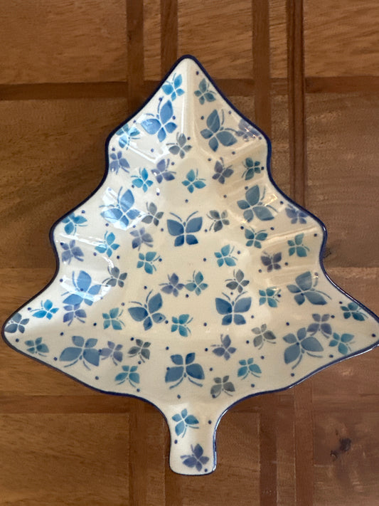 Cermika Artystyczna Blue Butterfly Fields Tree Platter