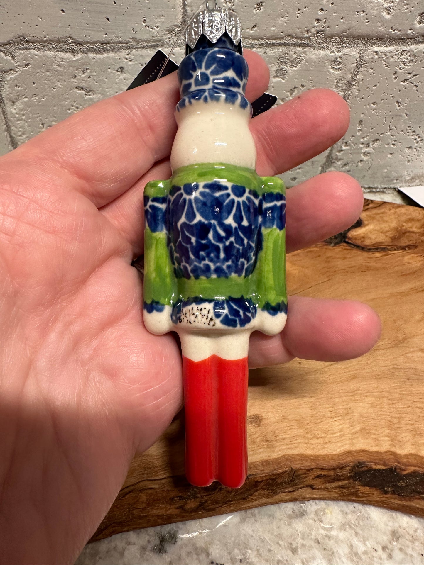 Kalich Polish Pottery, Art Level, Green Nutcracker Ornament