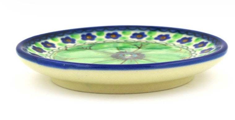 Ceramika Artystyczna, Green Pansies, Coaster/Mini Plate