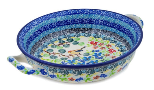 Ceramika Artystyczna, U5098, Relaxing Days, Medium Round Baker with Handles
