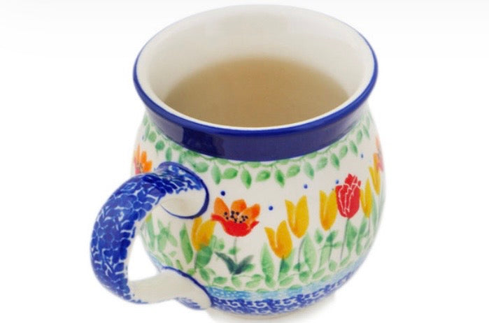 Ceramika Artystyczna, U5224 Butterfly Summer Wreath, Medium Bubble Mug