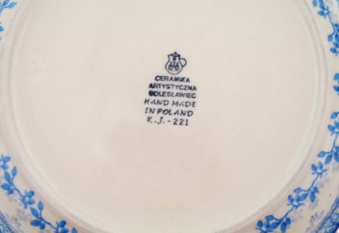 Ceramika Artystyczna, Blue Mistic Winter, Medium Round Baker with Handles