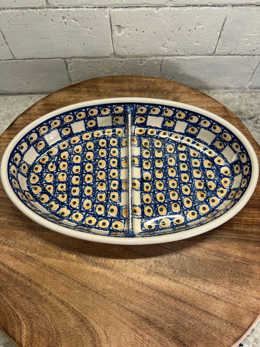 Ceramika Artystyczna Polish Pottery, Divided Serving Dish, Preowned