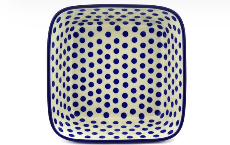 Ceramika Artystyczna, Polka Dot Delight, Square Bowl/Baker 8"