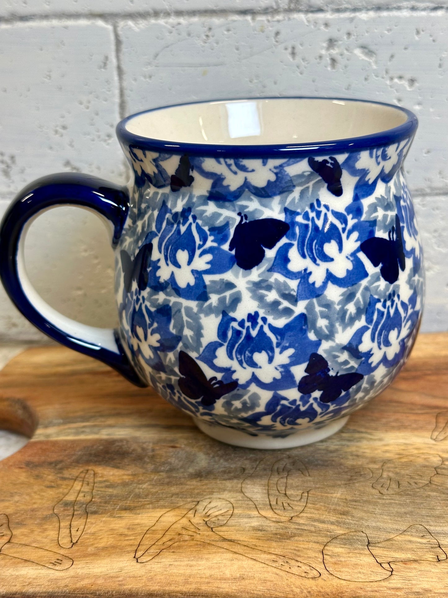 Manufaktura, Dusty Blue Butterflies, Large Bubble Mug