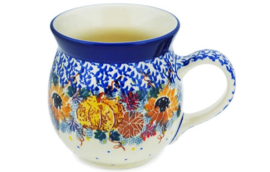 Ceramika Artystyczna, Unikat U4741, Autumn Falling Leaves, Bubble Mug 16 oz