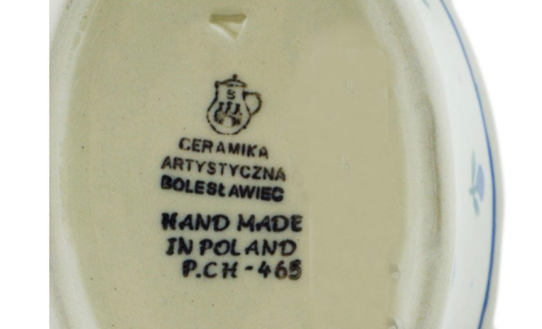 Ceramika Artystyczna, Blue Buds, Basket with Handle 7"
