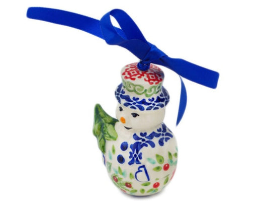 Manufaktura Polish Pottery, Precious Pentas, Snowman Ornament