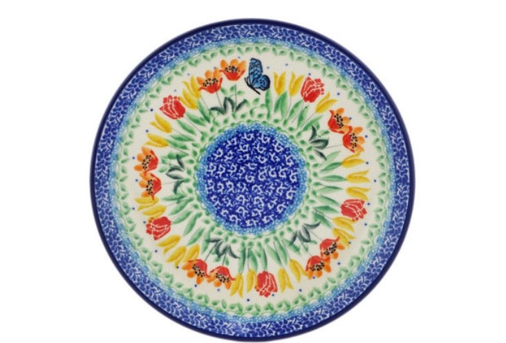 Ceramika Artystyczna, Butterfly Summer Wreath, Dessert/Luncheon Plate 8"