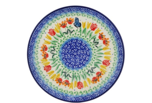 Ceramika Artystyczna, Butterfly Summer Wreath, Dessert/Luncheon Plate 8"