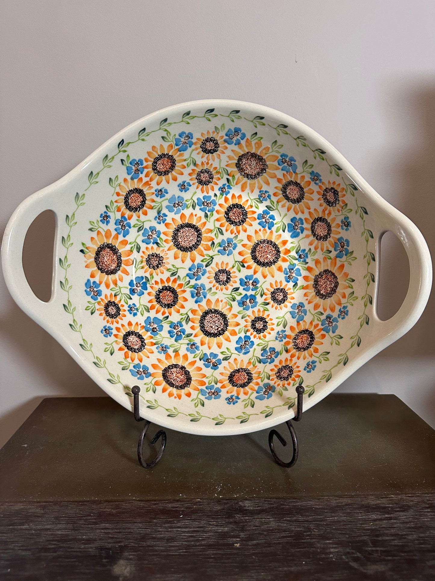 Zaklady, Orange Sunflower Garden, Large Bowl with Handles