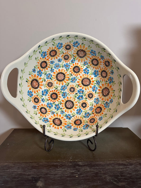 Zaklady, Orange Sunflower Garden, Large Bowl with Handles