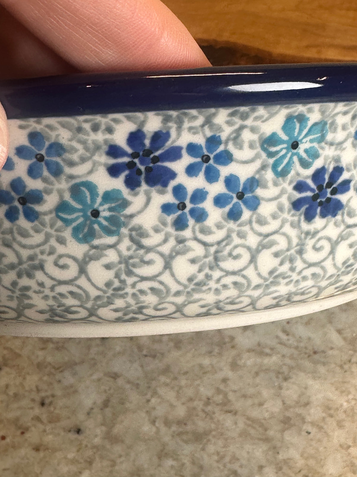 Ceramika Artystyczna, Winter Floral, Medium Round Baker with Handles