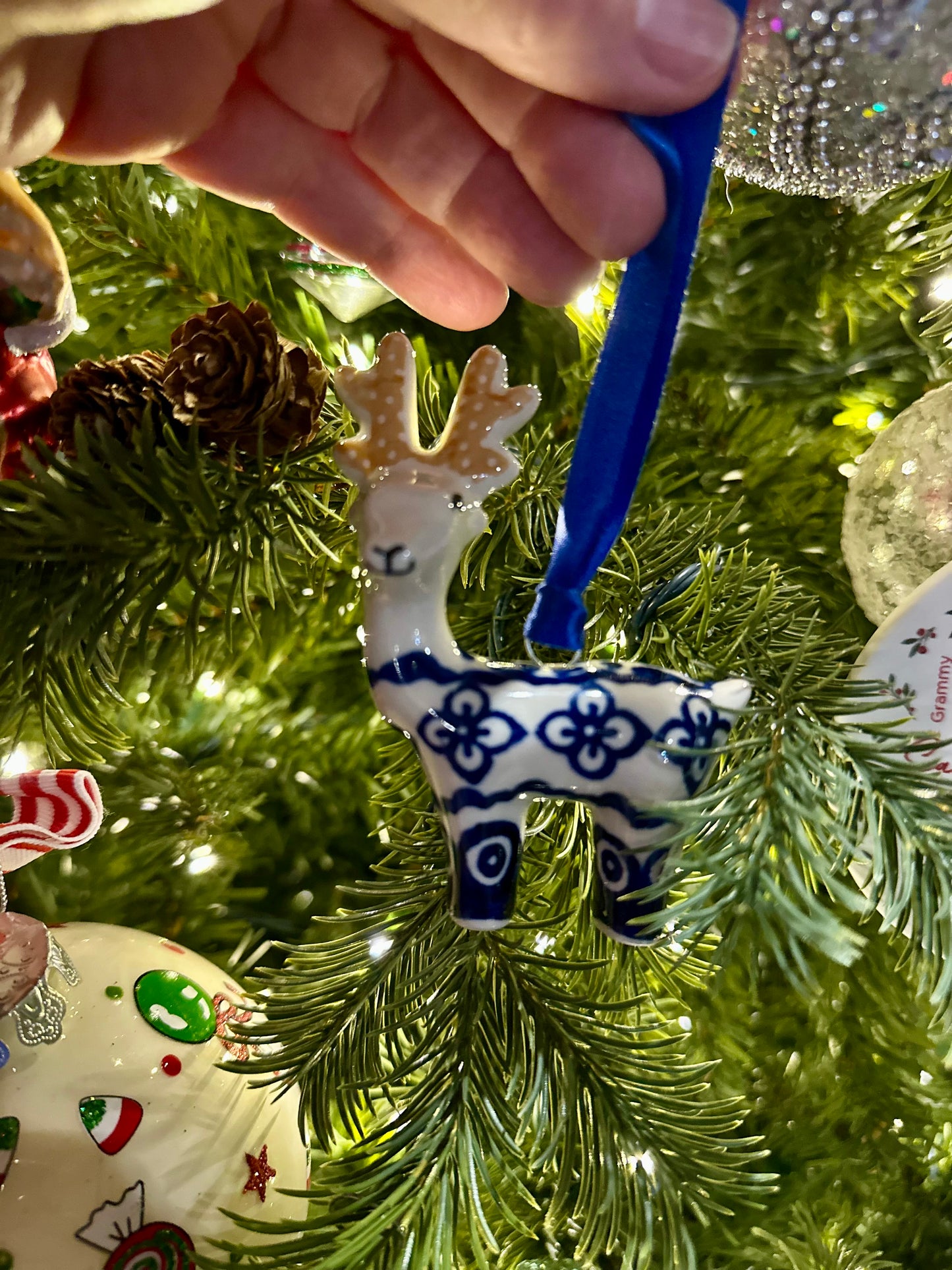 Manufaktura Lattice Diamond Reindeer Ornament