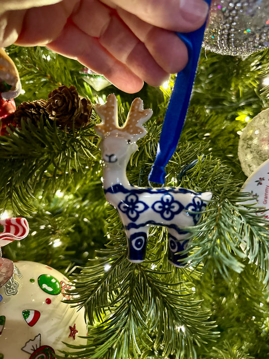 Manufaktura Lattice Diamond Reindeer Ornament