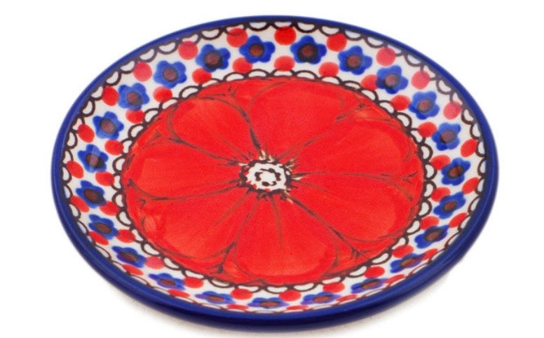 Ceramika Artystyczna, Unikat U408E, Crimson Poppies, Coaster/Mini Plate