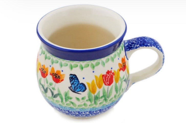 Ceramika Artystyczna, U5224 Butterfly Summer Wreath, Medium Bubble Mug