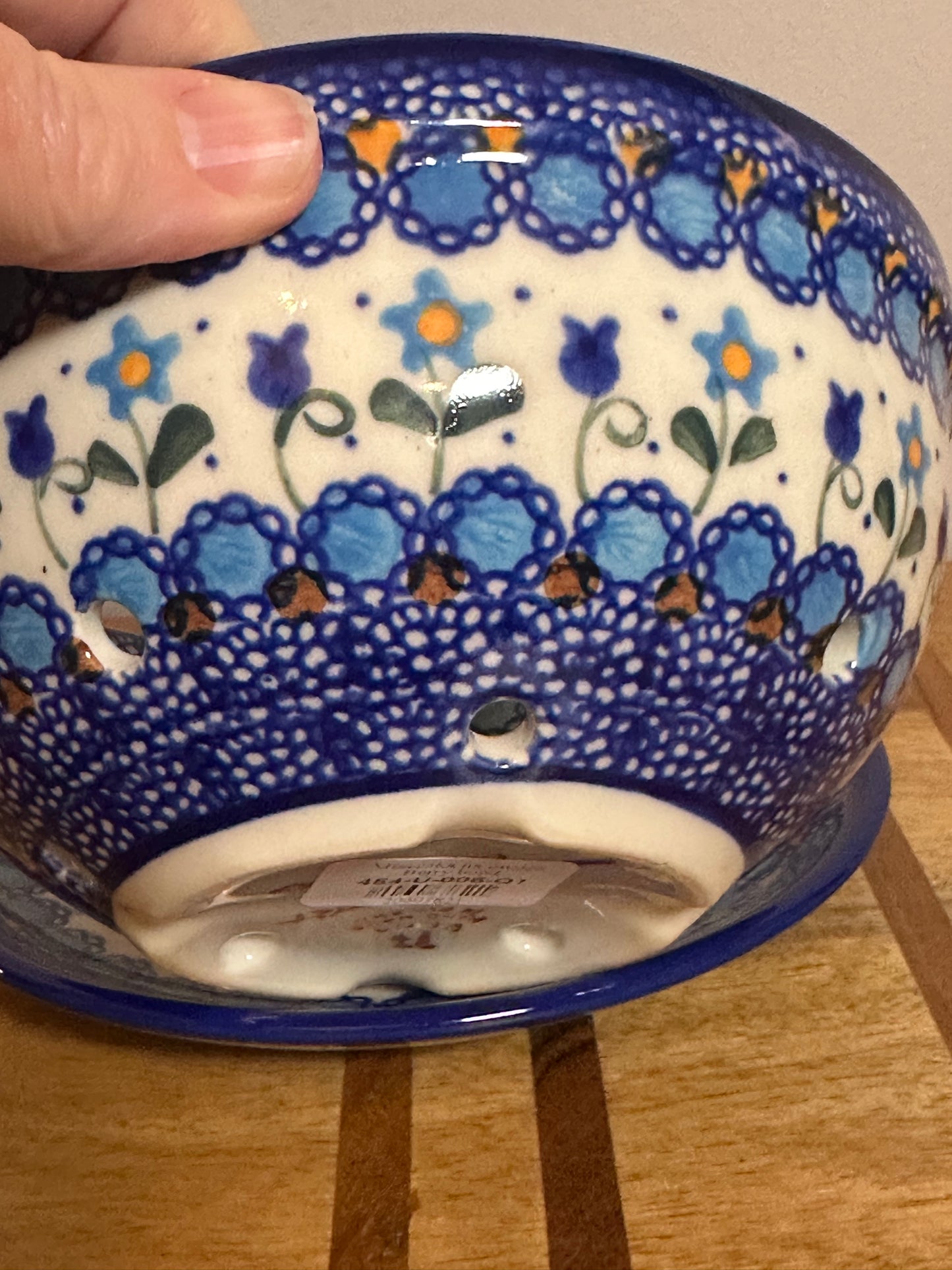 Ceramika Bona, Savannah/Blue Tulip Berry Bowl with Saucer