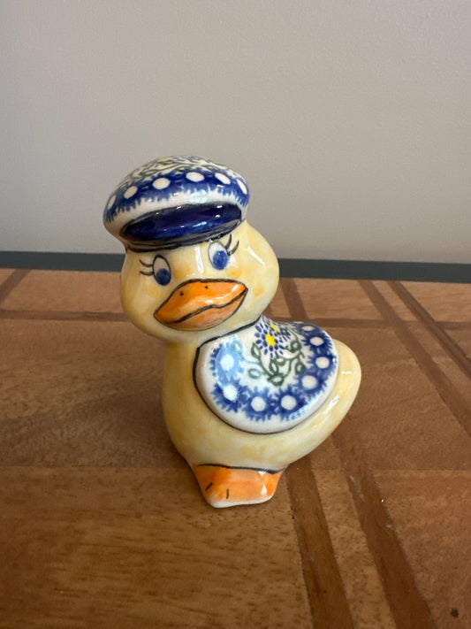 Vena Polish Pottery Birds Duck with Mushroom Hat